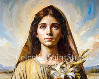 St. Maria Goretti | DIGITAL OIL PAINT | Catholic Printable | Catholic Art | Patron Saint | Digital Download