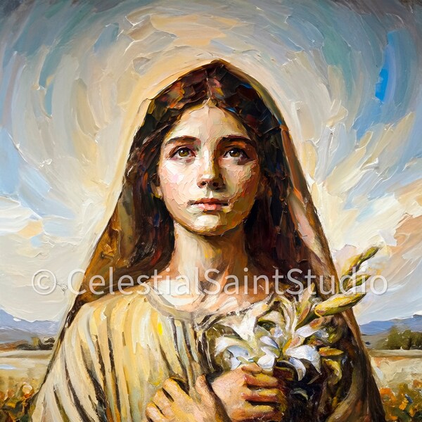 St. Maria Goretti | DIGITAL OIL PAINT | Catholic Printable | Catholic Art | Patron Saint | Digital Download