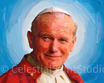 St. John Paul II | DIGITAL Oil Paint | Catholic Printable | Digital Download | Patron Saint | Catholic Art