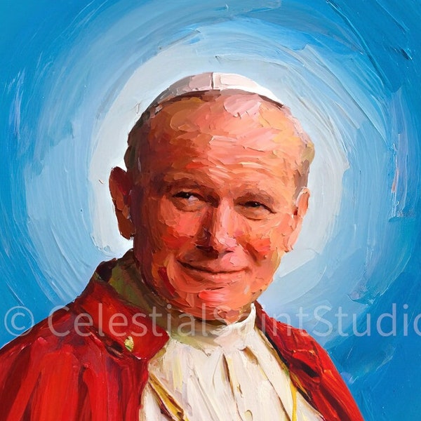 St. John Paul II | DIGITAL Oil Paint | Catholic Printable | Digital Download | Patron Saint | Catholic Art