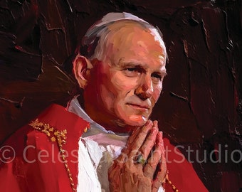 St. John Paul II | DIGITAL Oil Paint | Catholic Printable | Digital Download | Patron Saint | Catholic Art