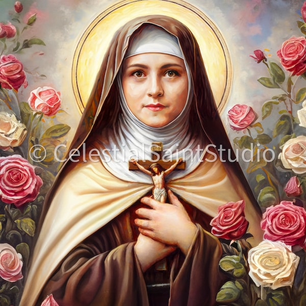 St. Therese of Lisieux | DIGITAL OIL PAINT | Catholic Printable | Catholic Art | Patron Saint | Digital Download