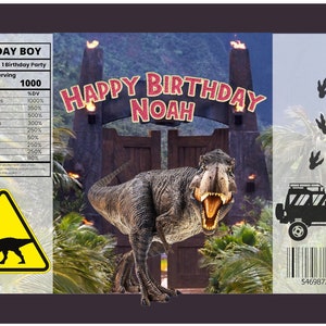 Editable T-rex chip bag Printable Dinosaur Digital download Dinosaur Label Template Sized to print on 8.5x11