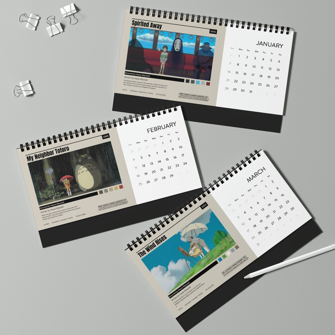 2024 in Hayao Miyazaki Desktop Calendar Etsy