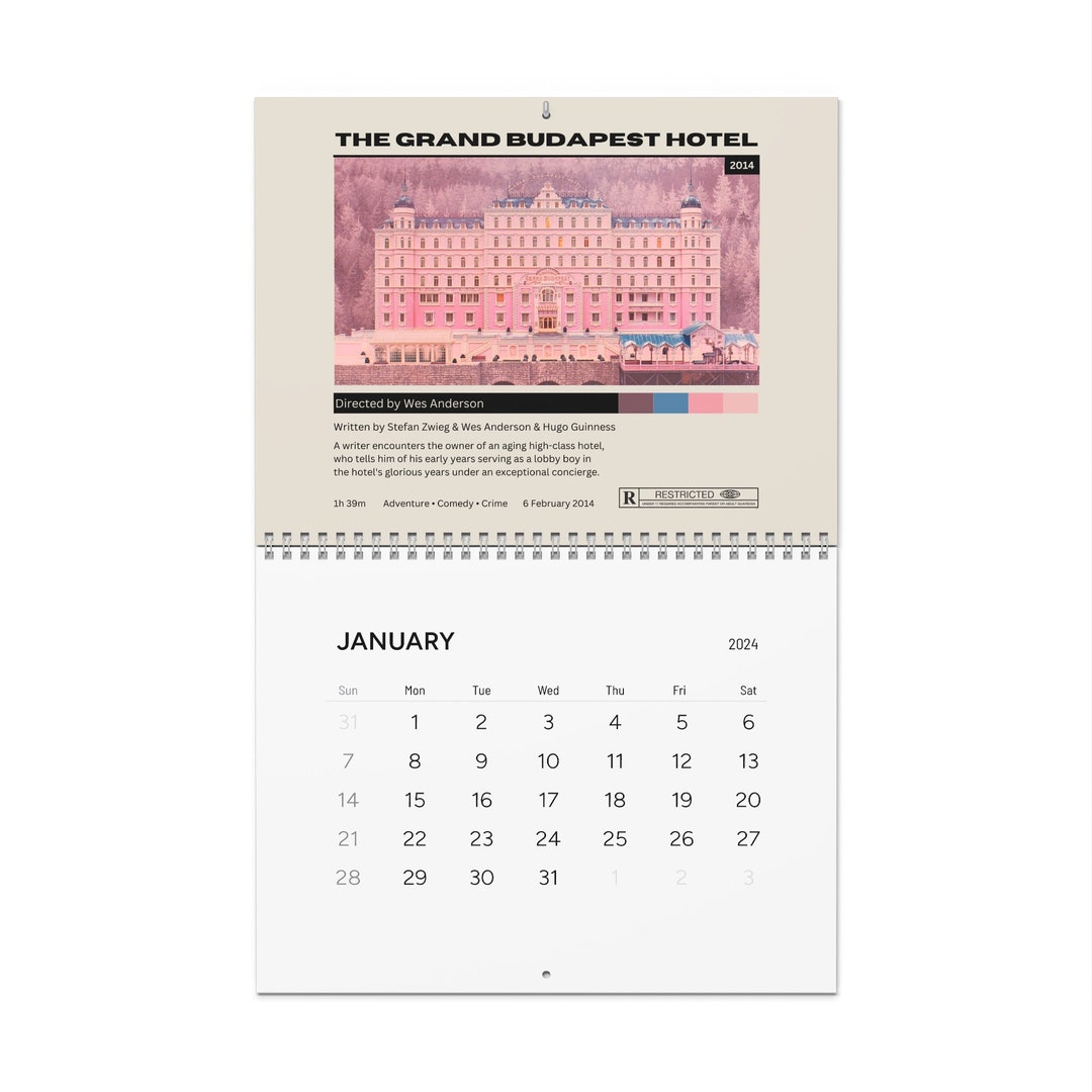 Wes Anderson Wall Calendar 2024 Etsy