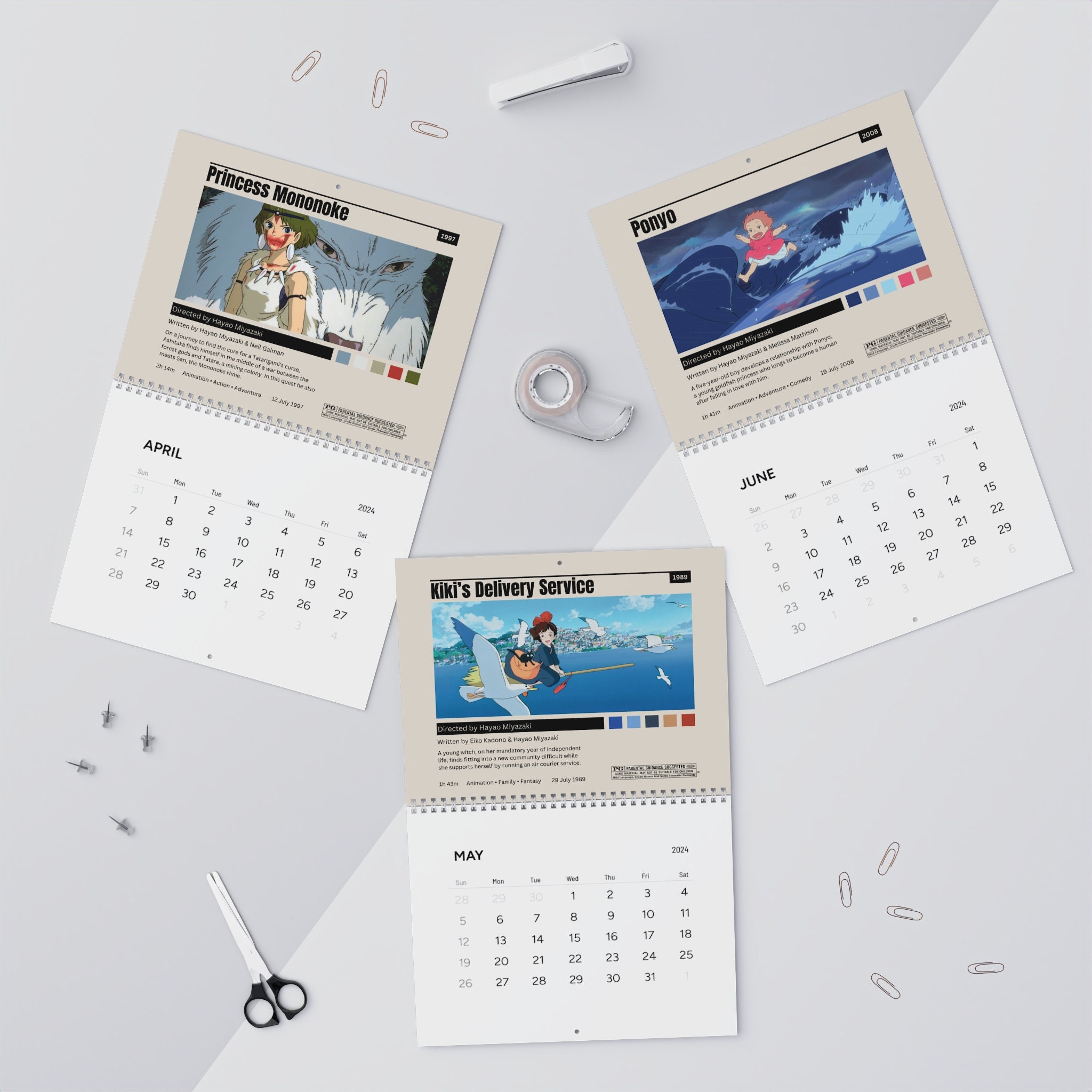 2024 in Hayao Miyazaki Wall Calendars - Etsy