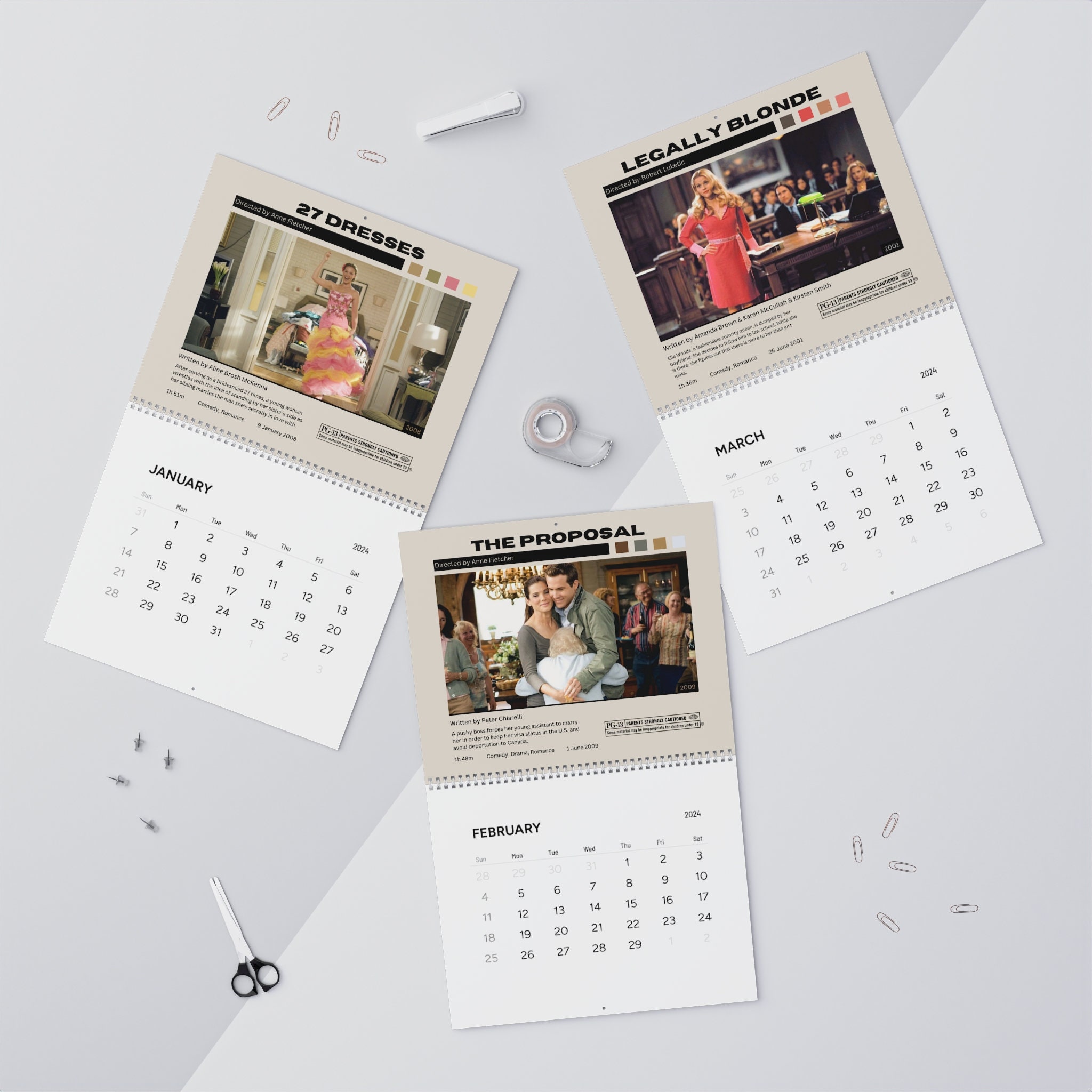 Movie Posters of 2000s Romantic Comedies Wall Calendar (2024) sold by