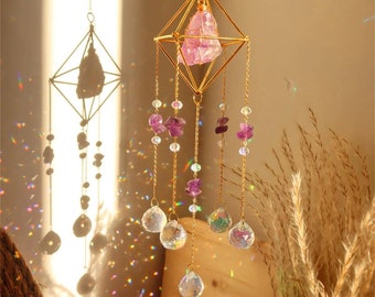 Gemstone Crystal Suncatcher | Window Prism Decor | Boho Decoration | Room Charm Decor | Rainbowmaker | Wind Chime | wind chimes gift