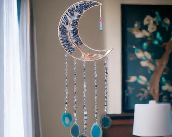 Crescent Moon Crystal Gemstone Crystal Suncatcher Hanging decor sun catcher suncatch Home Decor windchimes gift Wind Chime dreamcatcher