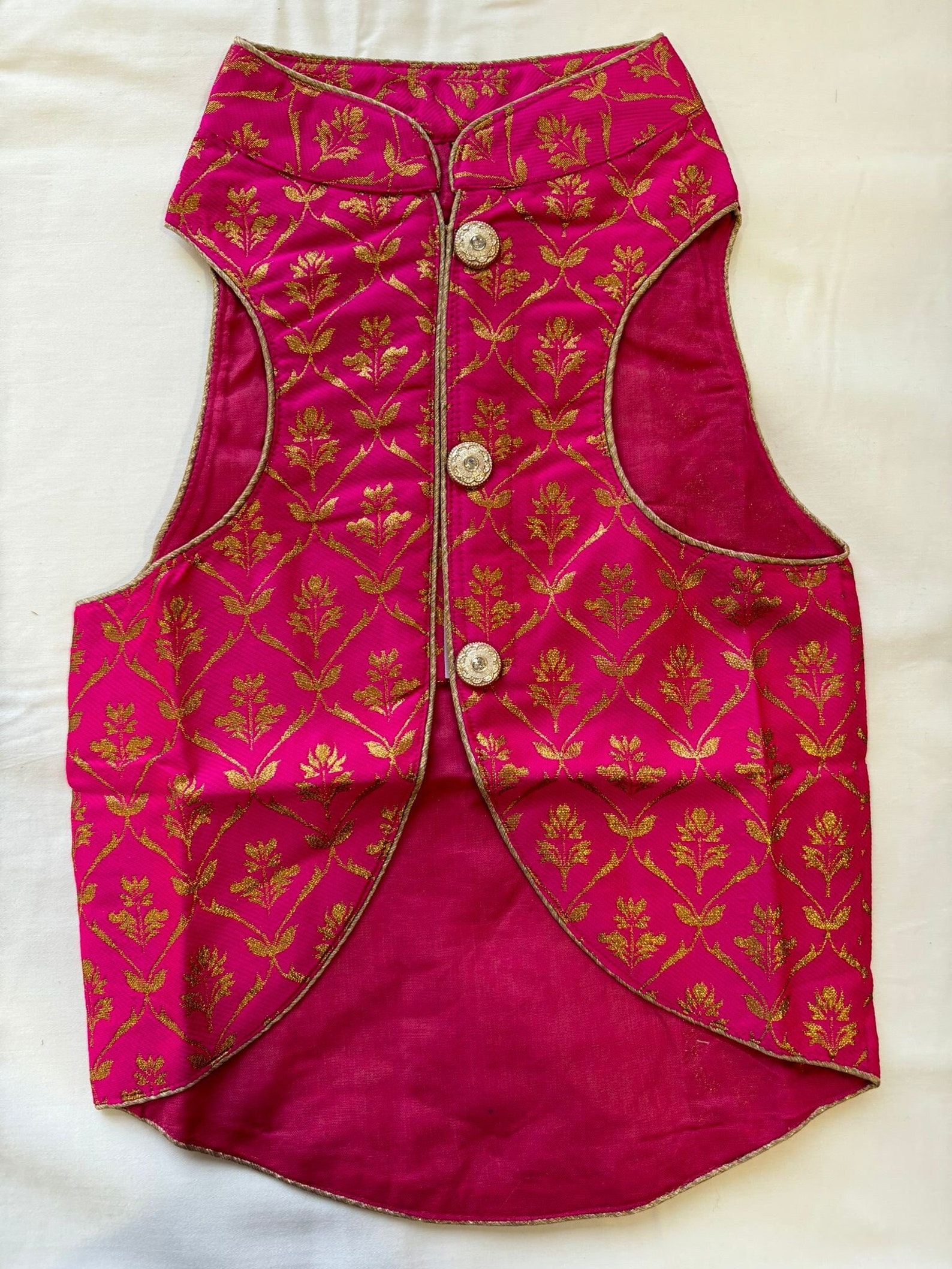 Peach Pink & Red Mirror Work Dog Kurta Set - Indian Dog Ethnic Wear main image 0