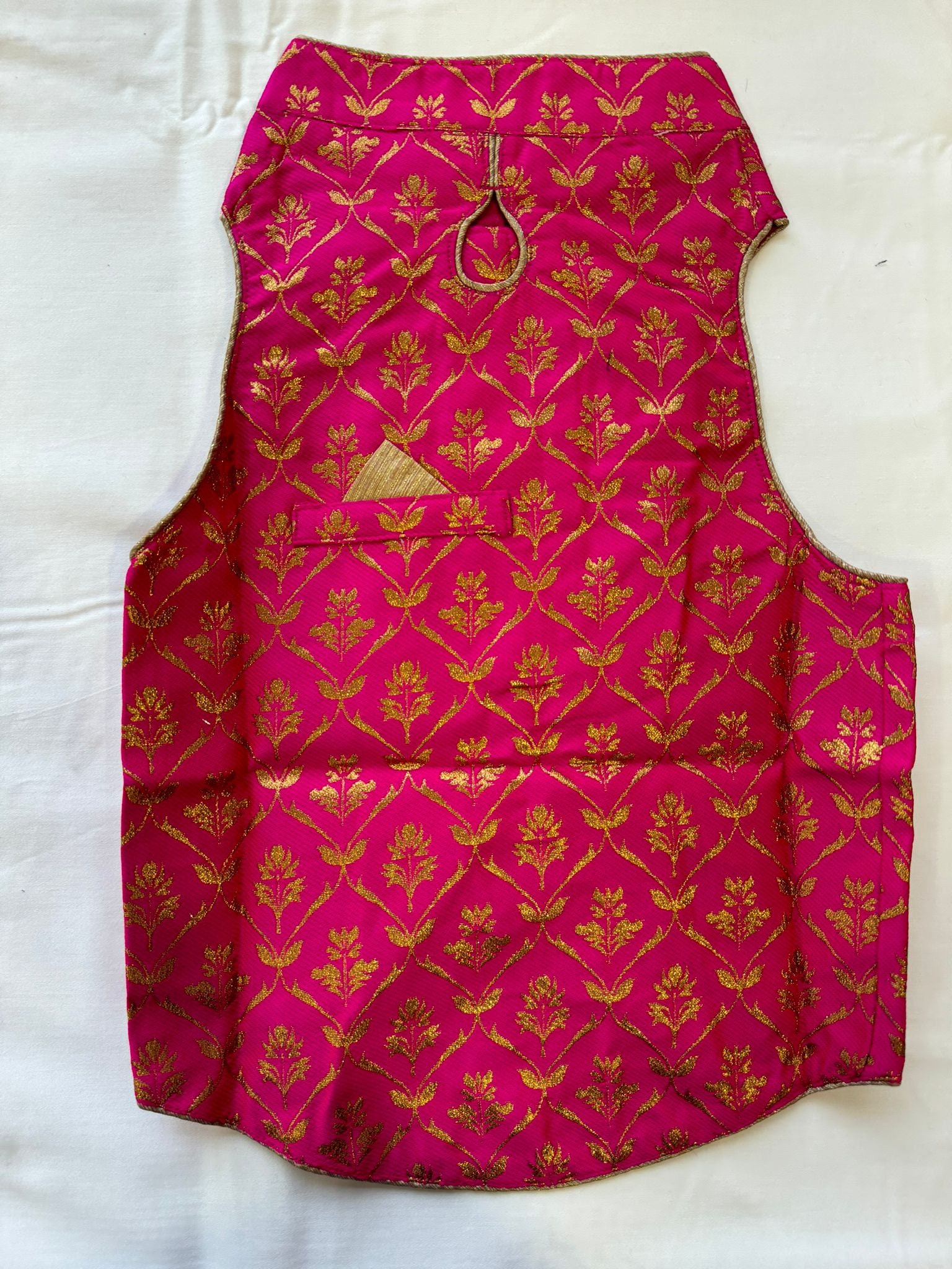 Peach Pink & Red Mirror Work Dog Kurta Set - Indian Dog Ethnic Wear