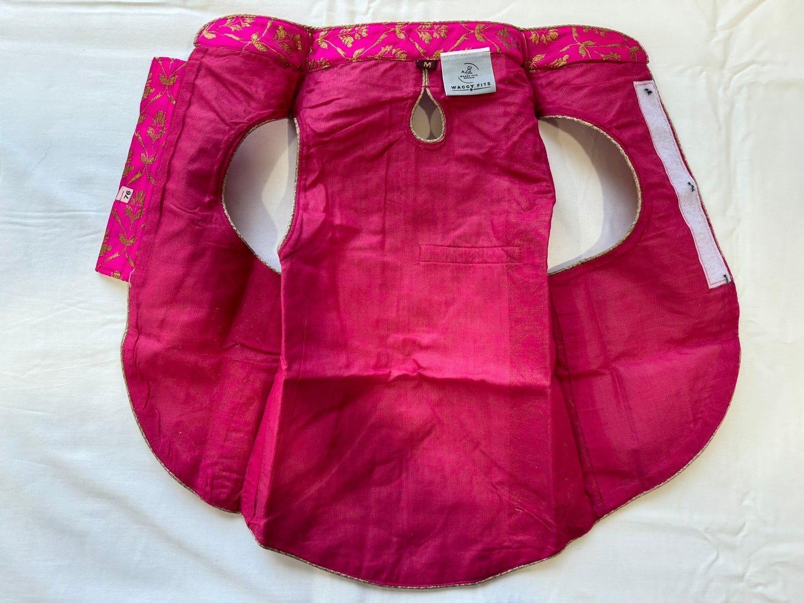 Peach Pink & Red Mirror Work Dog Kurta Set - Indian Dog Ethnic Wear main image 1