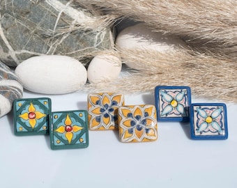 RAVELLO ceramic stud earrings decorated entirely by hand