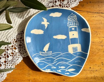 Faro ceramic plate with sgraffito decoration