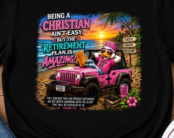 Christian Retirement Plan Sunset Jeep T-Shirt | Faith Humor