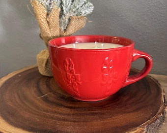 Handmade Christmas Sugar Cookie Candle: Upcycled Coffee Mug, 3-Wick