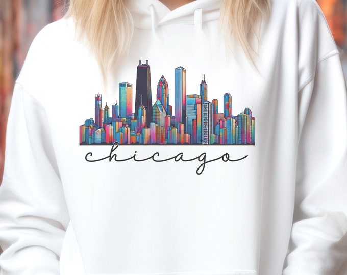 Chicago Skyline Sweatshirt, Chicago Crewneck, or Hoodie, Unique Gift for Chicago Lovers, Windy City Shirt, Chicago Art, Chi Town Shirt