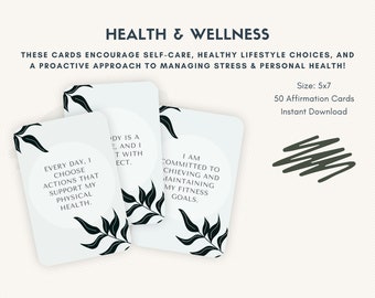 Printable Affirmation Cards for Health and Wellness - Etsy