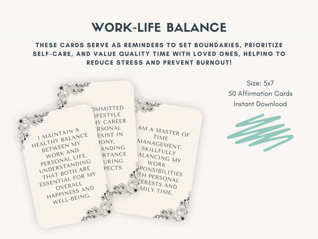 Work-life Balance Affirmation Cards for Adults - 50-card Pack ...