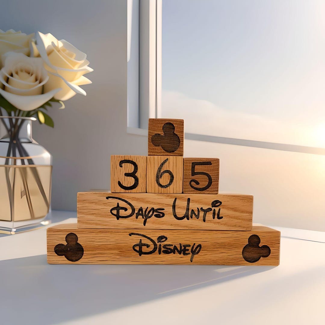 365 Day Disney Vacation Countdown Blocks, Oak, Laser Engraved - Etsy
