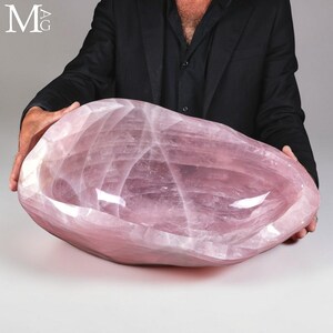 Large Monolithic Sink in Brazilian Rose Quartz, Design Object — Functional Luxury Sculpture for Interior Design