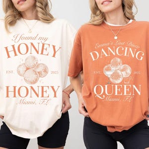 Custom Disco Bachelorette Party Shirt, Disco Bride Gift Shirt, Dancing Queen Shirt, Honey Honey Disco Bridal Shower Shirt, Last Disco Bach