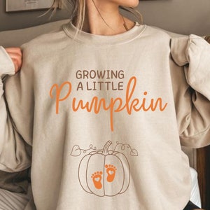 Cultivando una pequeña calabaza PNG, maternidad de otoño Svg, sudadera de Acción de Gracias por el embarazo, regalo de anuncio de embarazo de otoño, revelación de embarazo Svg