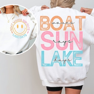 Boot Wellen Sonnenstrahlen See Tage PNG, Sommer Png, Retro Sommer Png, Hallo Sommer Png, Strand Png, Retro Sommer Sublimation Designs herunterladen