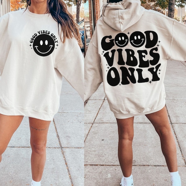 Good Vibes Only SVG, Hippie Svg, Positive Shirt Svg, Trendy Shirt Sublimation Design, Retro Wavy Text Svg, Motivational Svg,  Shirt Designs