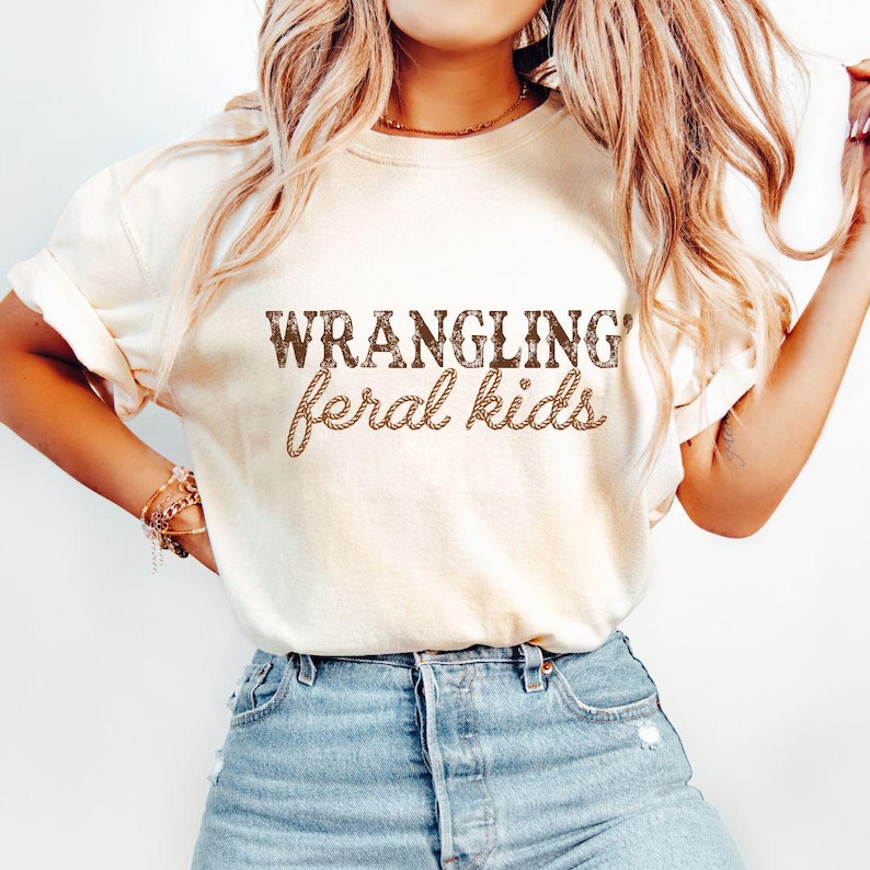 Wrangling Feral Kids Png, Western Shirt, Funny Mom Shirt, Western Mama Png, Feral Kids Png, Raccoon Shirt, Funny Kids Png, Country Mom Png