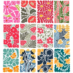 Svg de flores abstractas, Svg de flores retro, clipart de flores, Svg floral, Svg de flores boho, decoración de pared, Svg de arte de pared, Cricut de flores, decoración estética