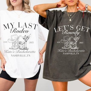 Chemises EVJF personnalisées pour le dernier rodéo, EVJF Nashville, chemises EVJF western, chemise voyage Bach dans le désert, Austin Bachelorette