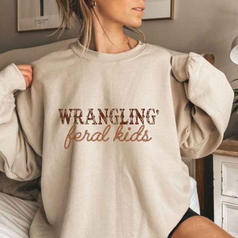 Wrangling Feral Kids Png, Western Shirt, Funny Mom Shirt, Western Mama Png, Feral Kids Png, Raccoon Shirt, Funny Kids Png, Country Mom Png