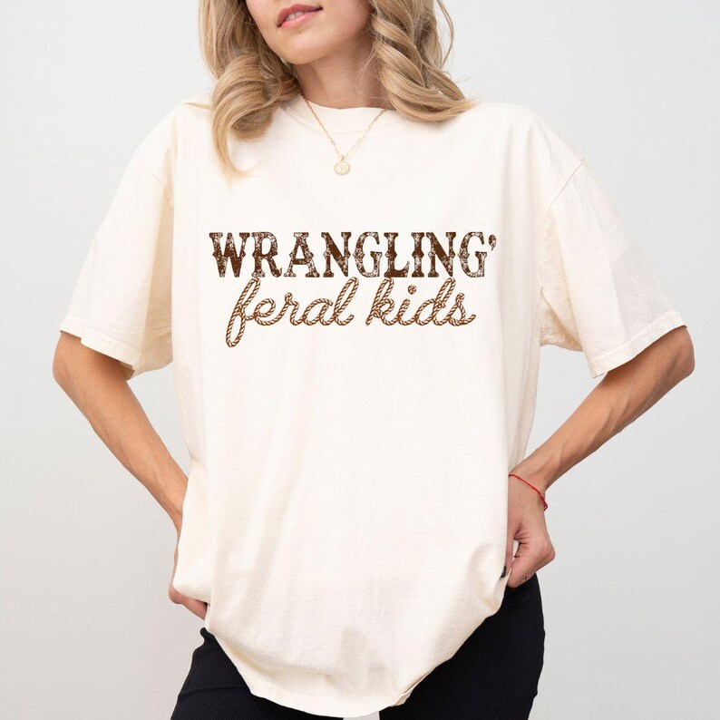 Wrangling Feral Kids Png, Western Shirt, Funny Mom Shirt, Western Mama Png, Feral Kids Png, Raccoon Shirt, Funny Kids Png, Country Mom Png