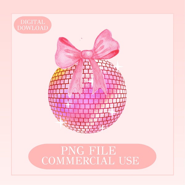 Coquette Disco Ball PNG, Pink Bow Aesthetic, Soft Girl Era Png, Aesthetic Shirt Design, Bow, Girlie Png, Coquette Shirt Design, Coquette