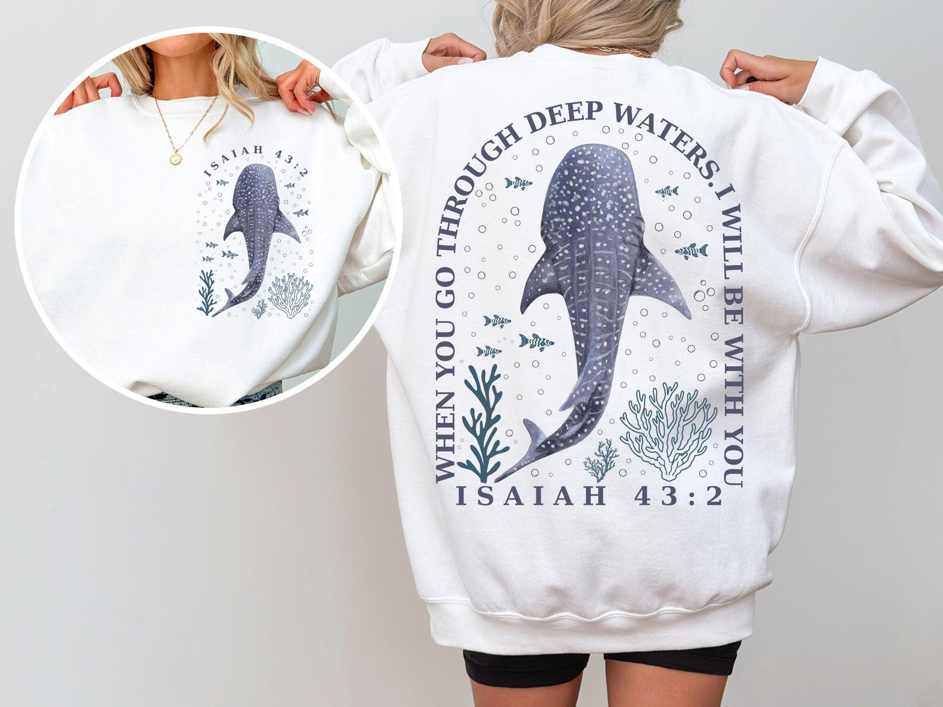 When You Go Through Deep Waters Png, Whale Shark Sublimation Png, Bible ...