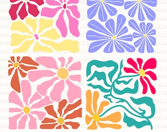 Abstract Flower Svg, Retro Flower Svg, Flower Clipart, Floral Svg, Boho Flower Svg, Daisy Flower Svg, Wall Art Svg, Flower Cut File, Cricut