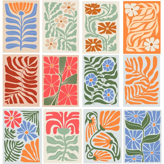 Abstract Flower Svg, Retro Flower Svg, Flower Clipart, Floral Svg, Boho Flower Svg, Wall Decor, Wall Art Svg, Flower Cricut, Aesthetic Decor