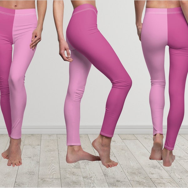 Women's Color Blocked Leggings Pink Barbie Aesthetic Lounge Leggings Athletic Pink Pants Matching Set Aerial Gymnastics Fitness Leggings