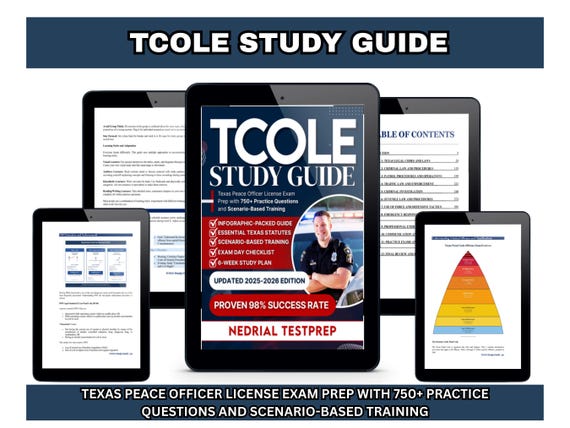 TCOLE Study Guide 2026 PDF| Texas police officer exam prep | Police academy exam questions and answers | TCOLE pdf download guide