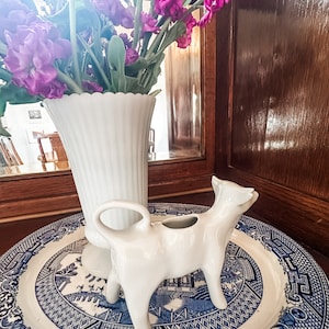 Vintage Cow Creamer/Pillivuyt/Made in France/White Porcelain Cow Creamer
