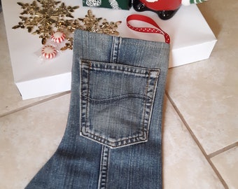 Jeans Holiday Stocking/Denim Christmas Stocking