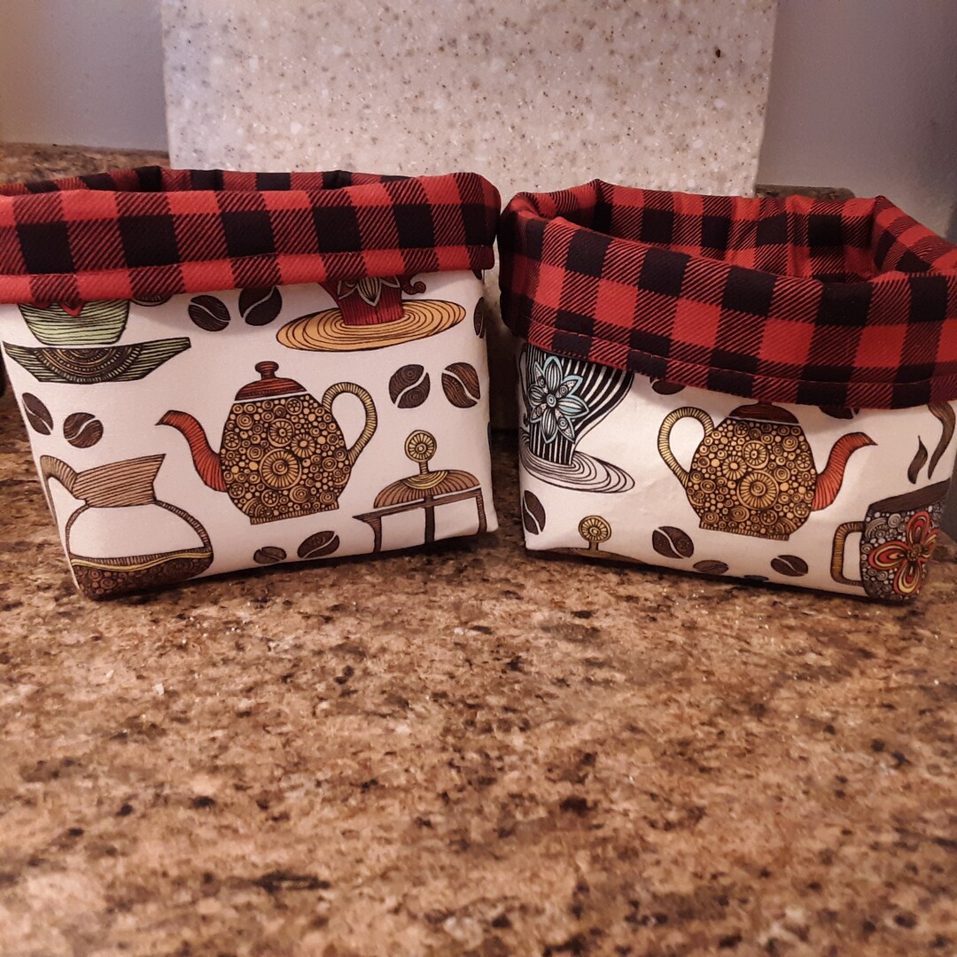 Two Small Fabric Baskets/ Fabric Boxes/ Storage Container/ Soft Basket/ Fabric Organizer/ Home