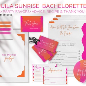 Tequila Sunrise Bachelorette Party Games, Party Favors & Printables