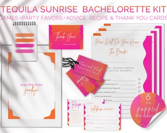 Tequila Sunrise Bachelorette Party Games, Party Favors & Printables