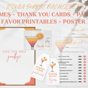 Tequila Sunrise Bachelorette Party Games, Party Favors, Poster & Printables, Tequila Sunrise Bach/Hen Party/Bridal Shower