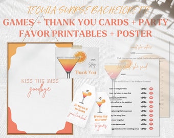 Tequila Sunrise Bachelorette Party Games, Party Favors, Poster & Printables, Tequila Sunrise Bach/Hen Party/Bridal Shower