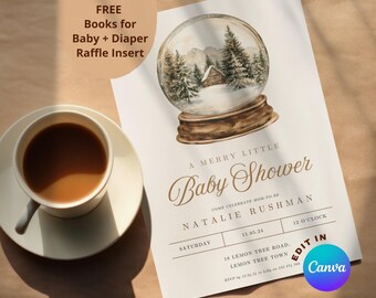 Boho Merry Little Baby Shower/Winter Red Invite, Diaper Raffle, Books for Baby Invitation Template Evite, Gender Neutral Baby Shower Invite