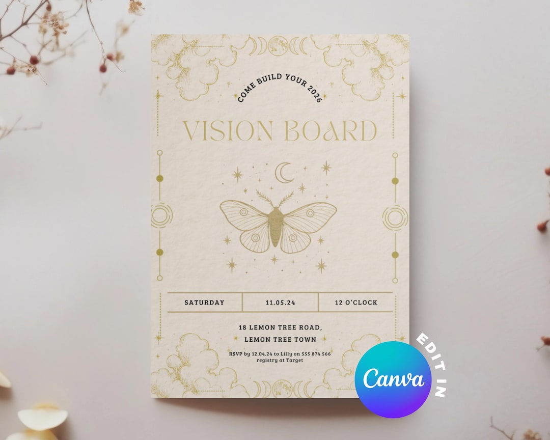 Vision Board Party Invitation, Editable/printable/personalize Canva ...