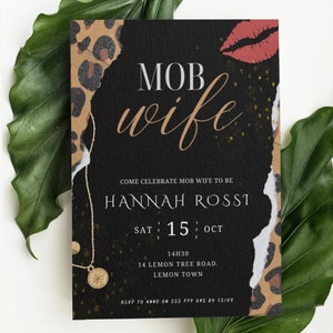 Mob Wife Bachelorette Einladung & Reiseplan, Vintage Ästhetisches altes Geld Brautparty/Bach/Junggesellinnenparty Wochenend-Planer + Invite, Digital